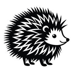 Hedgehog Silhouette Vector Art on White Background, Cute hedgehog silhouette symbol logo