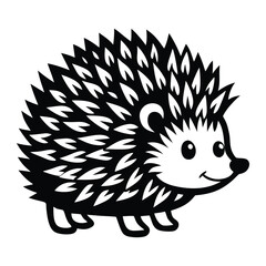 Hedgehog Silhouette Vector Art on White Background, Cute hedgehog silhouette symbol logo