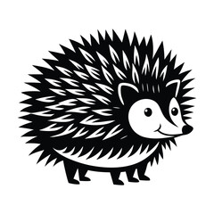 Hedgehog Silhouette Vector Art on White Background, Cute hedgehog silhouette symbol logo