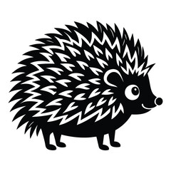 Hedgehog Silhouette Vector Art on White Background, Cute hedgehog silhouette symbol logo