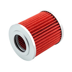 Red Oil Filter HighPerformance Automotive Replacement Part isolated on transparent background