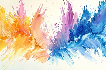 Obraz premium Playful watercolor background with rainbow splashes. AI generative
