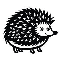 Hedgehog Silhouette Vector Art on White Background, Cute hedgehog silhouette symbol logo