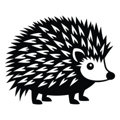 Hedgehog Silhouette Vector Art on White Background, Cute hedgehog silhouette symbol logo