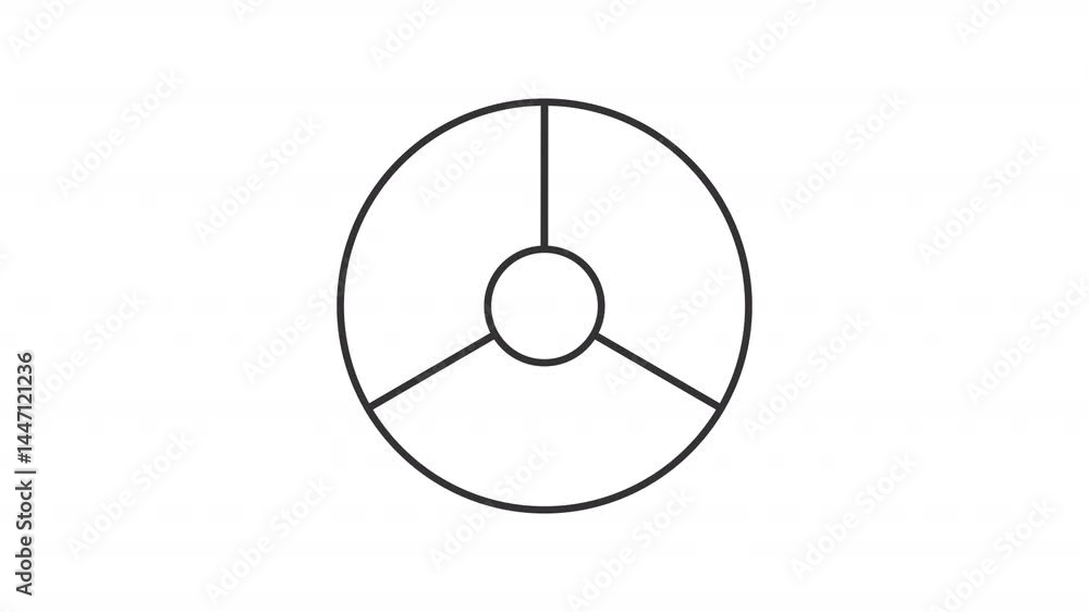 Poster pie chart line animation. business diagram animated icon. scaling graph sections. financial analysis