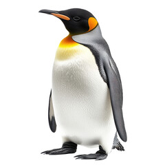 Majestic king penguin standing proudly against a Transparent background in a natural setting, King penguin isolated on PNG background