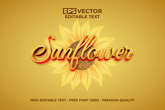 Sunflower Text Effect Yellow Color Style Shining Modern Theme