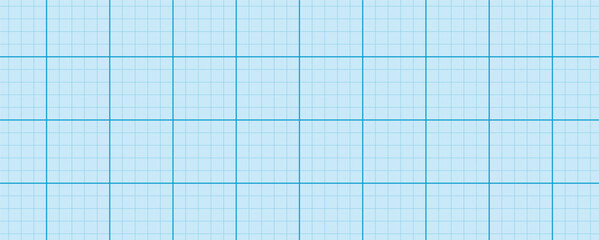 Blue grid background with lined blueprint pattern. Ideal sheet texture for digital charts, graphs, or measured drawing templates.