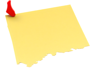 Isolated Yellow Sticky Note With Red Pin - 3D Illustration