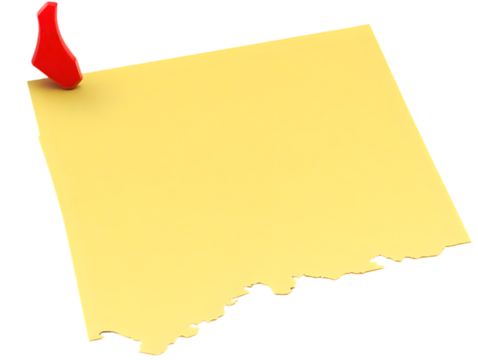 Isolated Yellow Sticky Note With Red Pin - 3D Illustration