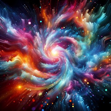 Colorful Space Vortex with Black Hole, Science fiction wallpaper, and Beauty of Deep space Universe background.