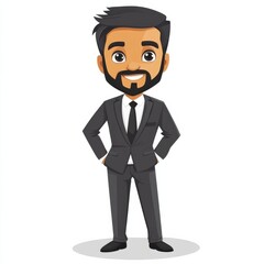 Obraz premium Cartoon Character of Indian Businessman in Professional Suit