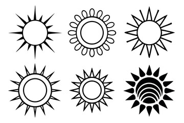 A set of sun icon vector art illustration.