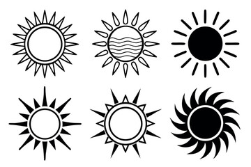  A set of sun icon vector art illustration.