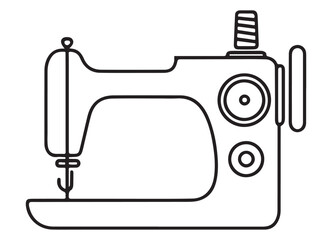 Detailed Sewing Machine Line Art Illustration for Creative Projects