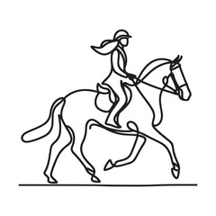 Horse and Rider Silhouette Graceful One Line Continuous Art