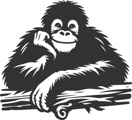 orangutan vector black