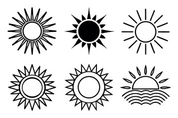  A set of sun icon vector art illustration.

