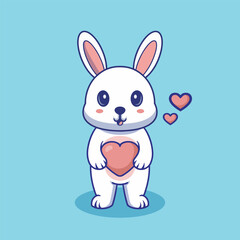 Obraz premium Illustration vector grapich of a rabbit holding a heart perfect for character design 