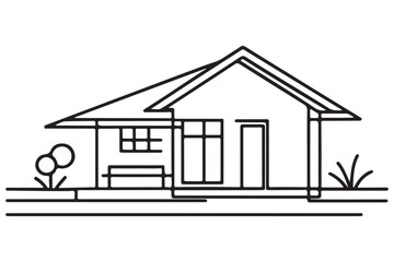 House One Line Drawing Modern Minimalist Vector Illustration Artwork