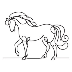Graceful One Line Drawing of a Majestic Horse in Motion