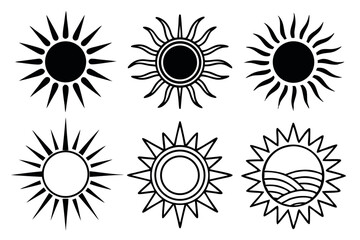  A set of sun icon vector art illustration.