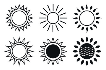  A set of sun icon vector art illustration.