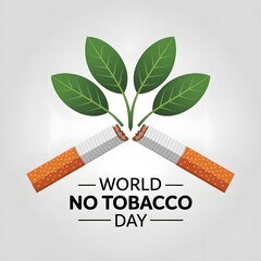 World No Tobacco Day: Broken Cigarette and Green Leaves