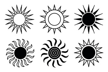  A set of sun icon vector art illustration.
