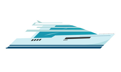 Yacht sailing boat small ship sea vessels vector illustration