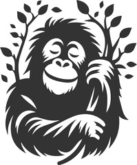 orangutan vector black