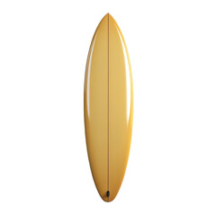 Golden surfboard displayed against a backdrop of contrasting colors.  The surfboard's sleek shape and smooth finish are emphasized.