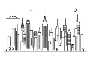 New York City Skyline Silhouette Minimalist Vector Art Illustration