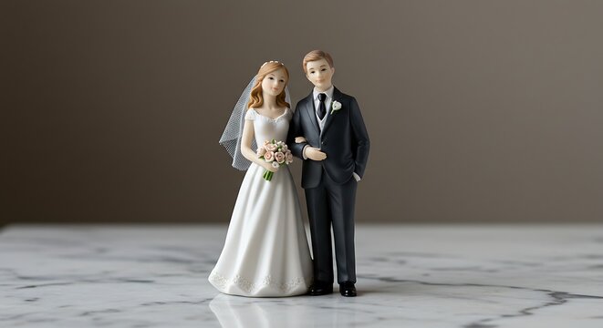 Elegant bride and groom cake topper figurine for wedding celebration decor