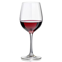 Elegant red wine glass showcasing rich color against a simple white background, glass red wine, white background