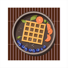 Sweet Waffles with Fresh Oranges and Blueberries