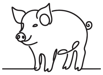 Cute Silhouette Pig Line Art Illustration Design for Farm Animal Lovers