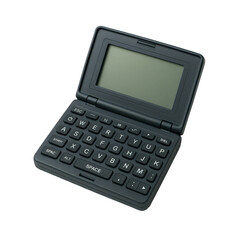 Obraz premium Small electronic dictionary translator device featuring a QWERTY keyboard and clear digital display.