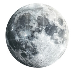 Realistic depiction of a cute moon against a Transparent background showcasing its textured surface and lunar features, Cute  moon. realistic .