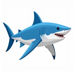 Fototapeta premium Cartoon Shark Character Swimming in Ocean Waters