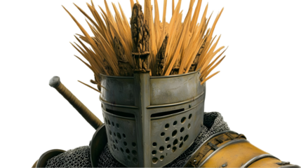 Medieval Knight Helmet Illustration with Spikes, Isolated Transparent Background