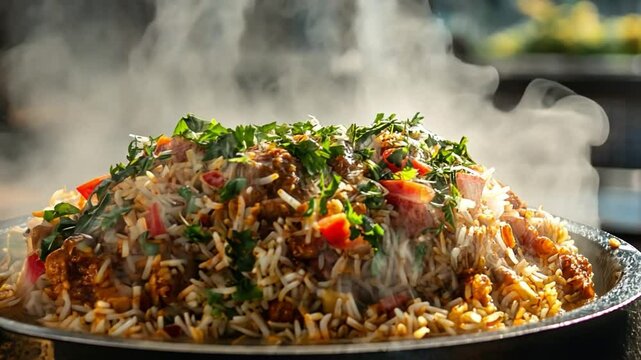 Hot aromatic biryani dish