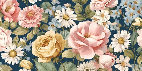 Floral seamless pattern.Pastel flower seamless pattern.Abstract floral seamless pattern 