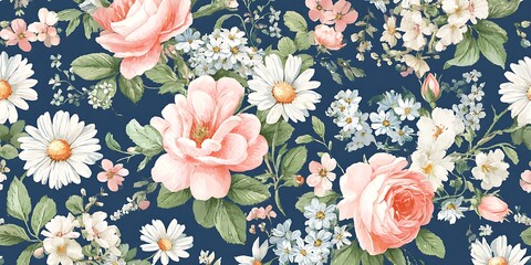 Floral seamless pattern.Pastel flower seamless pattern.Abstract floral seamless pattern 