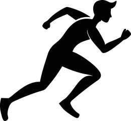 Running Man silhouette logo. Marathon logo black. Speed Running Concept. Running club sports vector
