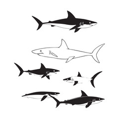 Shark silhouette vector EPS SET