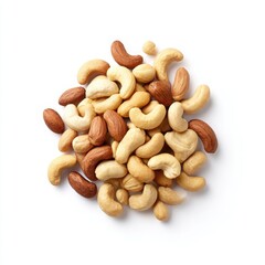 Fototapeta premium Pile of cashews and almonds mix on white background