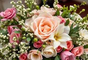 Delicate blooms, lush greenery, elegant wedding floral arrangements, elegant, nature