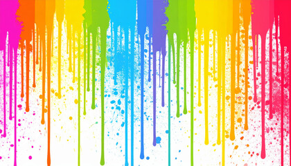 Colorful paint drips create vibrant and artistic background, showcasing spectrum of hues from pink to yellow, blending beautifully. This lively design evokes creativity and joy