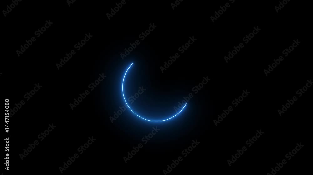 Poster neon light trail circle animation on black background. endless circular looping pattern. abstract li